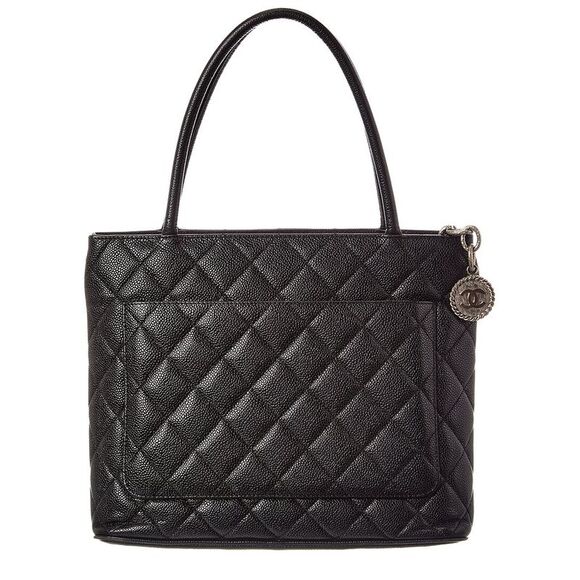 Chanel Black Quilted Caviar Leather Medallion Tote (Authentic Pre-Loved) - Picture 2 of 4
